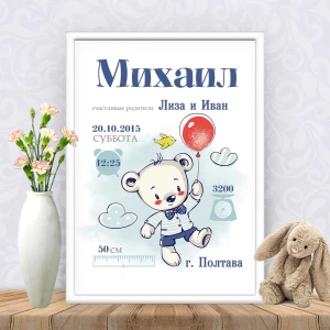Изображение товара -  Метрика “Мишка с воздушным шариком“