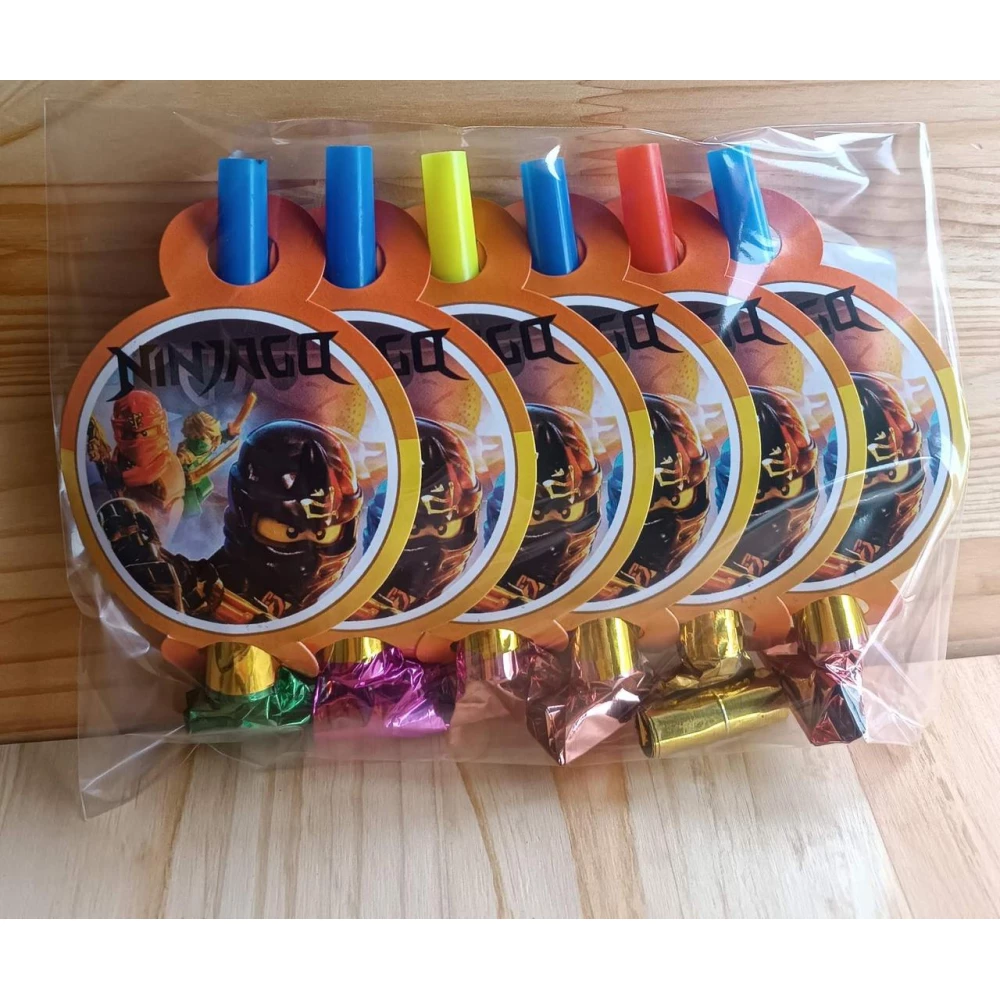 Язычки - гудки карнавальные (6 шт./уп.) - Ниндзяго, Разные цвета