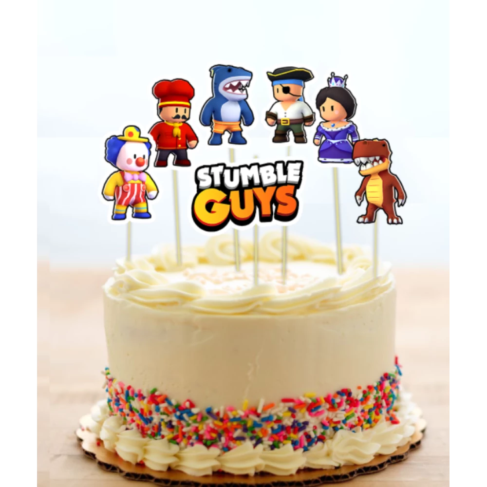 Топперы “Stumble Guys / Стамбл Гайс“ средние топперы в торт (8см, 7шт./уп.) вырубка (КАРТОН)