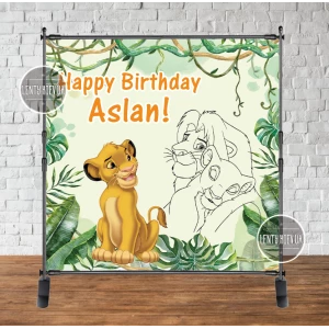 Изображение товара - Баннер 2х2м “Король лев. Джунгли. Силуэты львов“ - Фотозона (виниловый) на день рождения