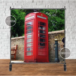 Изображение товара -  Баннер “Красная телефонная будка. Лондон“ 200х200см (виниловый) (каркас отдельно) -