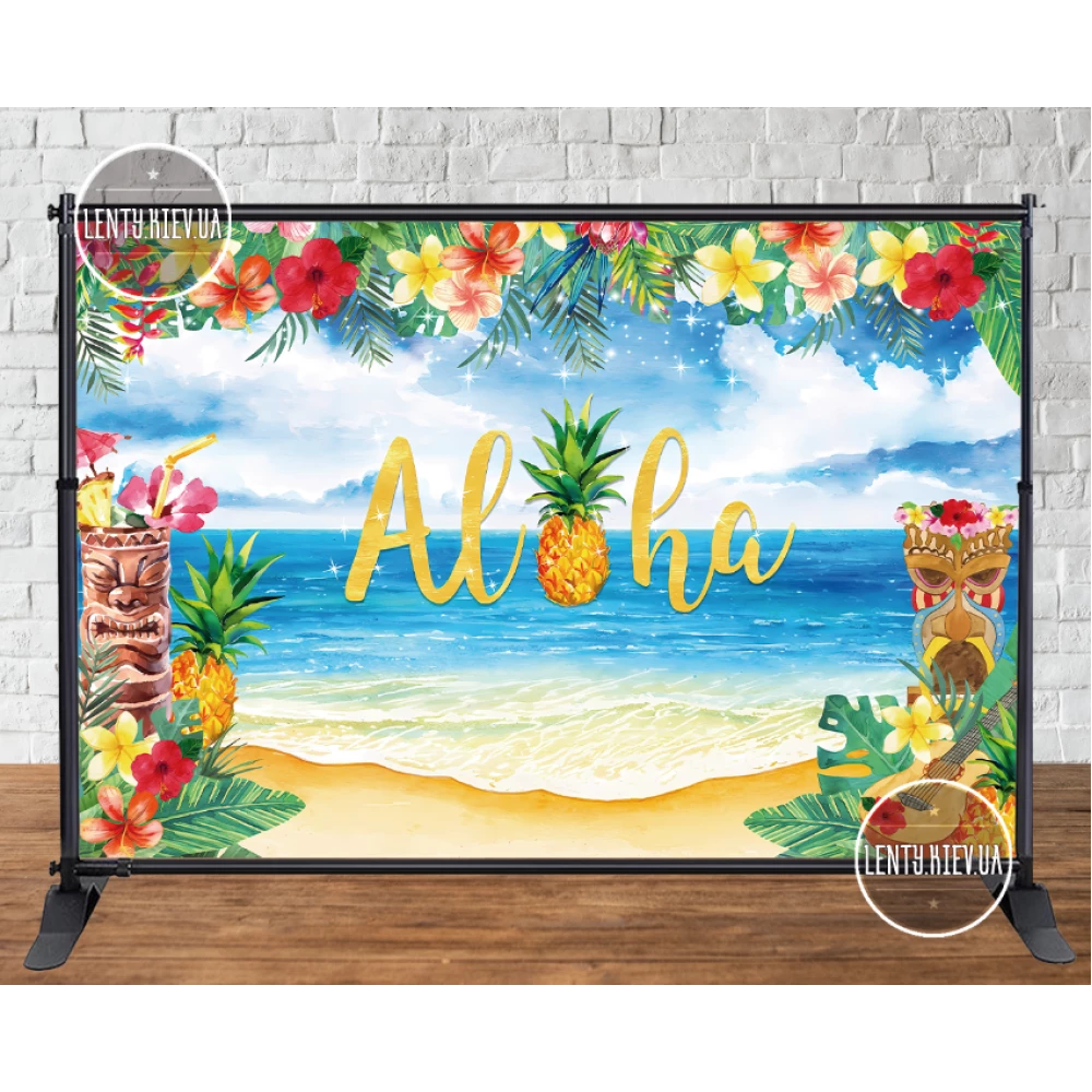 Баннер “Aloha party / Алоха Пати“ в гавайском стиле 3х2м