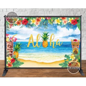Изображение товара - Баннер “Aloha party / Алоха Пати“ в гавайском стиле 3х2м