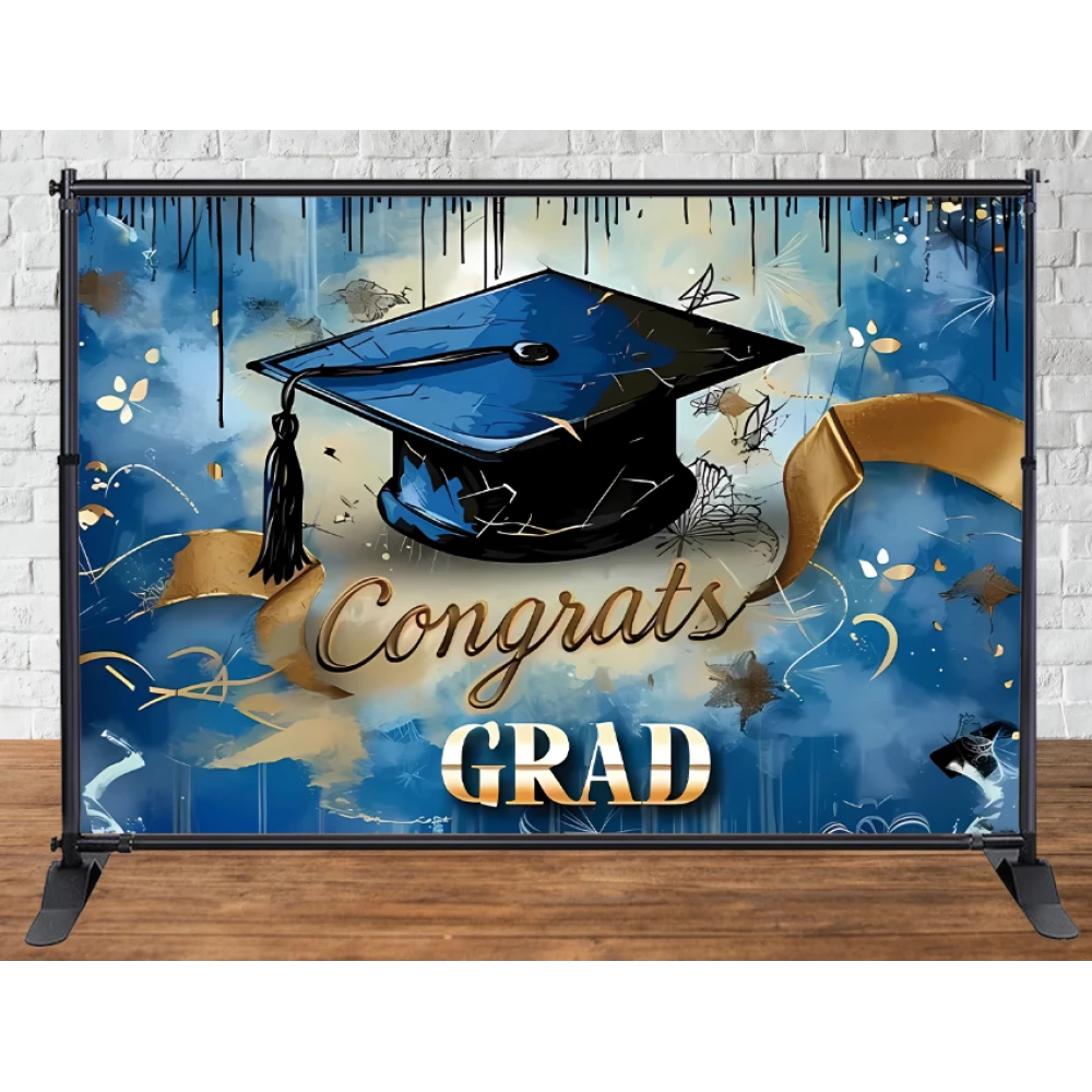 Баннер 3х2м “Випуск“ (Синий, конфедератка) - Фотозона (виниловый) (Без каркаса) -