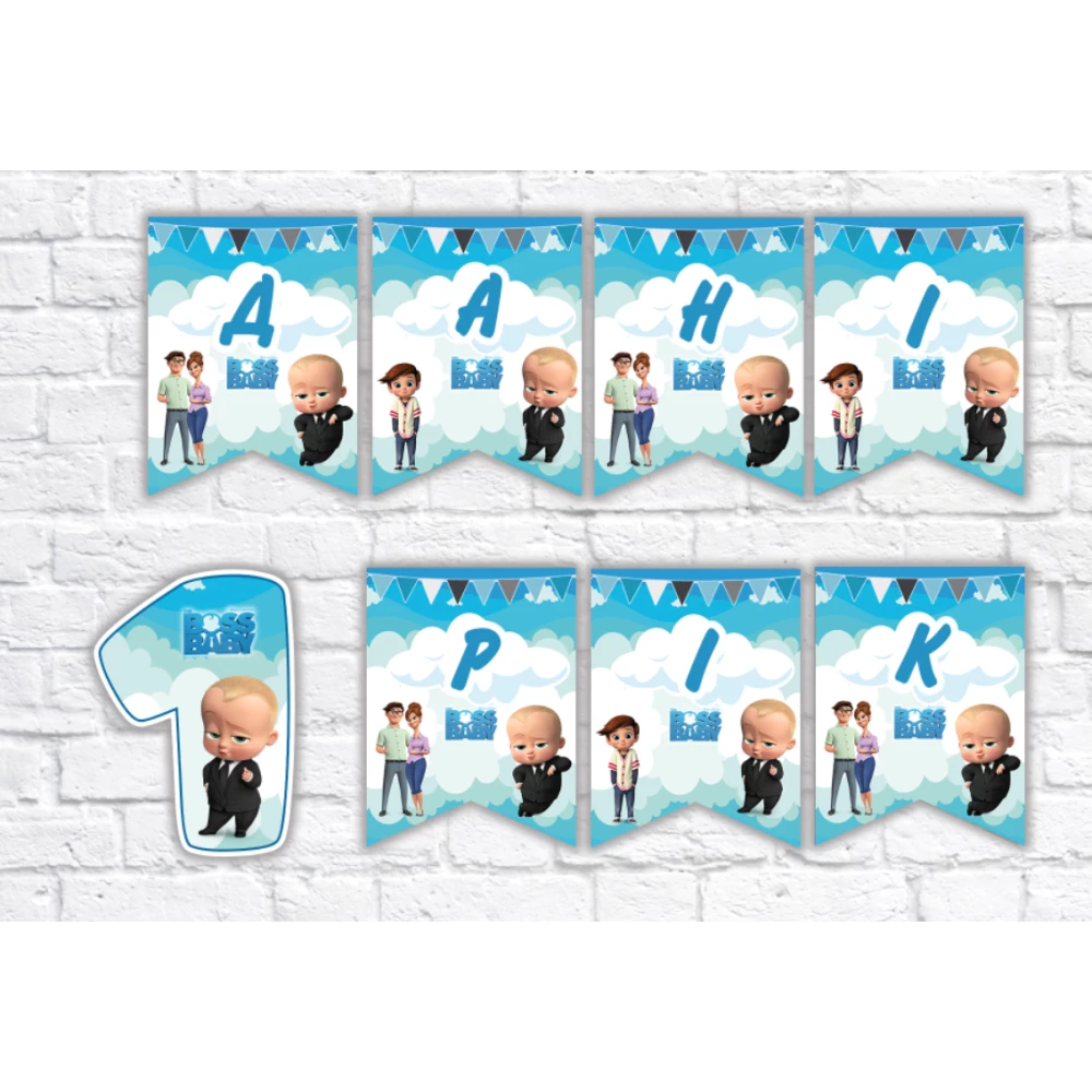 Именная гирлянда “Босс молокосос. Голубая“   (цена за 1 флажок)