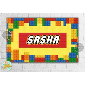 Изображение товара - Плакат “Лего кубики“ 120х75 см на детский День рождения - Индивидуальная надпись
