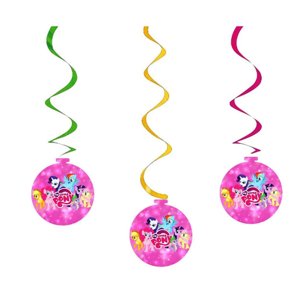 Набір “Гірлянди-підвіски-спіральки“ паперові (5 шт./набір) Маленькі поні, Рожевий