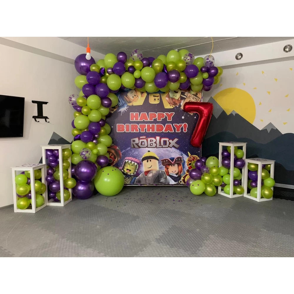 Баннер “Роблокс / ROBLOX“(роботы) 2х2м с люверсами. Фотозона (виниловый) на день рождения -