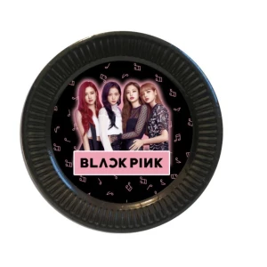 Изображение товара -  Тарелки “БлекПинк / BlackPink“  бумажные черные 18см (Поштучно)