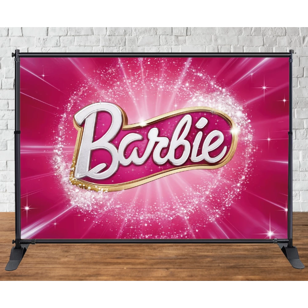 Баннер “Барби. Лого“ 2х3м  - Фотозона (виниловый) на день рождения -