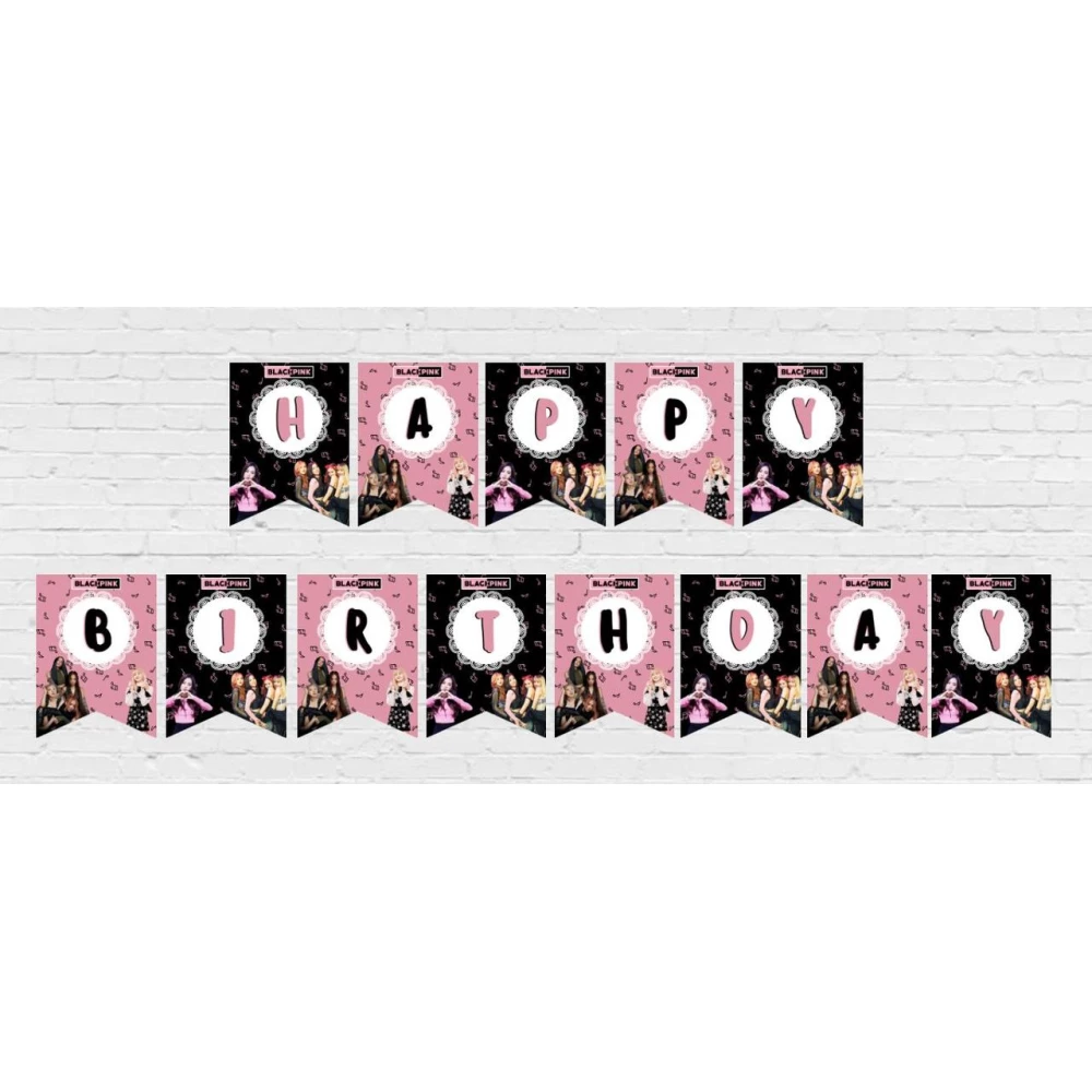 Гирлянда “БлекПинк / BlackPink“ “Happy Birthday“ - Английский язык