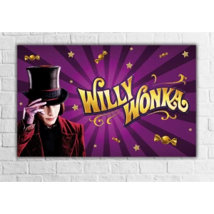 Изображение товара - Плакат “Вилли Вонка. Чарли и шоколадная фабрика“ ЛОГО 120х75 см на детский День рождения -