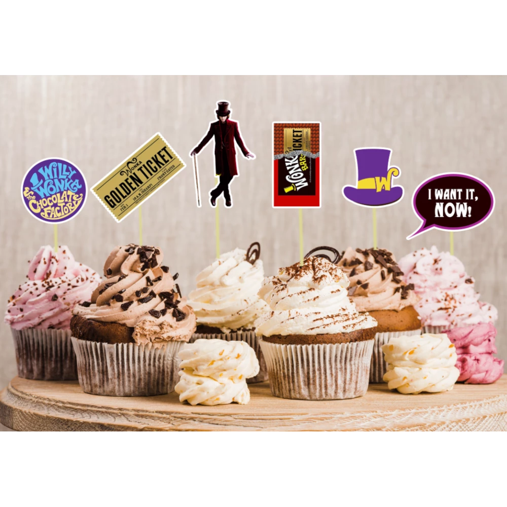 Набор топперы в кексы “Вилли Вонка. Чарли и шоколадная фабрика“ (6 см) вырубка (6шт./уп.)