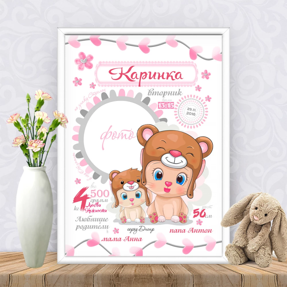 Метрика “Два котика в шапочках с фото“