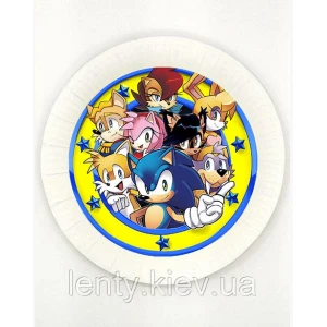 Изображение товара -  Тарелки “Соник / Sonic“ (Поштучно) 18см бумажные