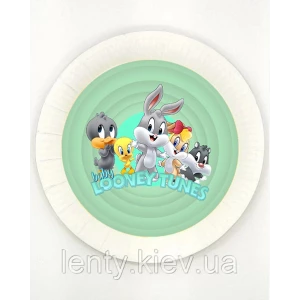 Изображение товара -  Тарелки “Багз Банни / Луни Тюнз / Looney Tunes“ мятный дизайн (Поштучно) 18см бумажные
