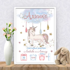 Изображение товара - Метрика “Спящая единорожка в блестках“