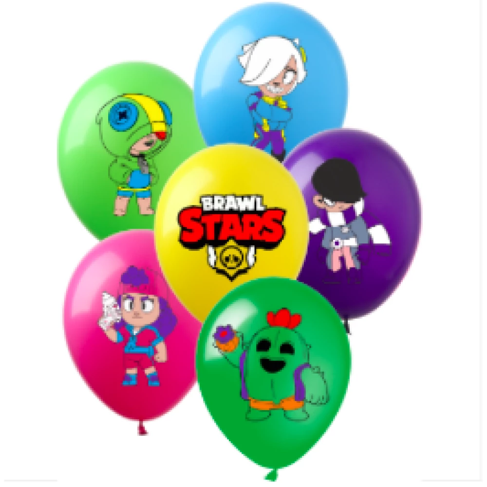 Шарики “Бравл Старс/Битва звезд“ 12“ (30см) воздушные с рисунком поштучно (ассорти логотип)