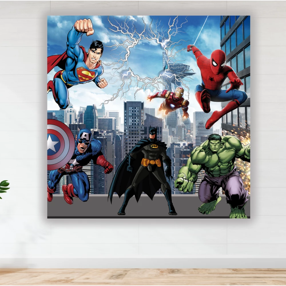 Плакат “Супергерои“ 1,5х1,5 м для оформления фотозоны