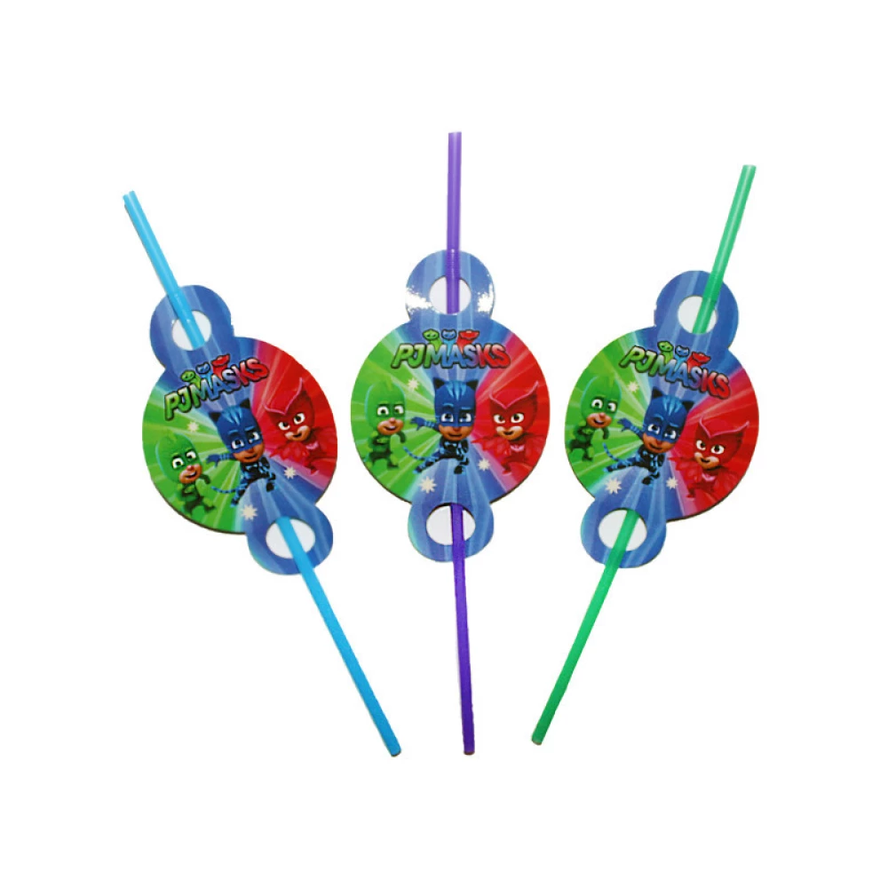 Коктейльные трубочки средние и большие с гофрой (10 шт./уп.) - Герои в масках (Накладки большие)