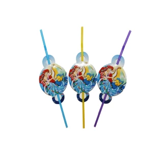 Зображення товара - Коктейльні трубочки середні та великі з гофрою (10 шт/уп.) - Русалочка Аріель (Накладки великі)