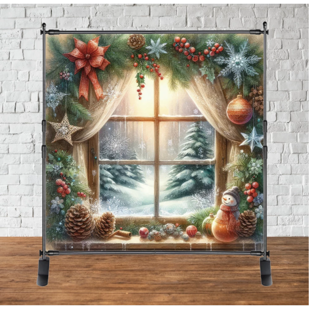 Баннер новогодний “Окно в зиму“ 3х3 м (фотозона) (без каркаса)