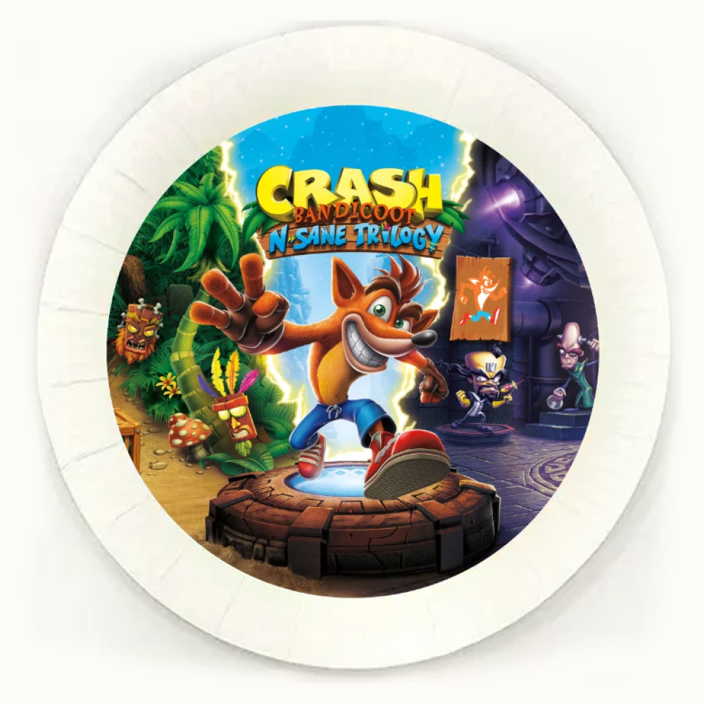 Тарелки “Крэш бандикут / Crash Bandicoot“ (Поштучно) 18см бумажные