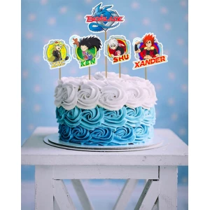 Изображение товара -  Набор средние топперы (8см) вырубка “Бейблейд/Beyblade“ (5шт./уп.)(КАРТОН)- Набор №3 Бейблейд