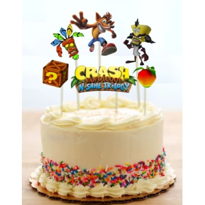 Изображение товара -  Топперы “Крэш Бандикут / Crash Bandicoot“ средние топперы в торт (8см, 6шт./уп.) вырубка (КАРТОН)