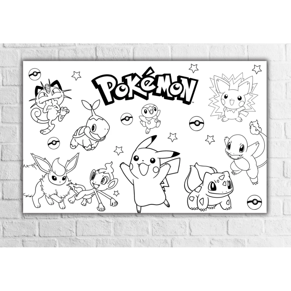 Плакат - Раскраска “Покемон / Пикачу“ 120х75 см