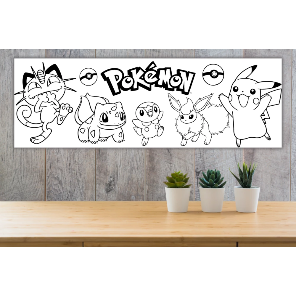 Плакат - Раскраска “Покемон / Пикачу“ 30х90 см