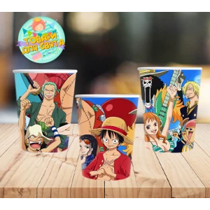 Изображение товара -  Стаканчики  “One Piece: Ван Пис Команда Соломенной шляпы“ наклейка бумажные  (поштучно) одноразовые