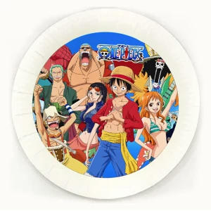 Изображение товара -  Тарелки “Ван Пис / One Piece Команда соломенной шляп“  бумажные белые 18см (Поштучно)