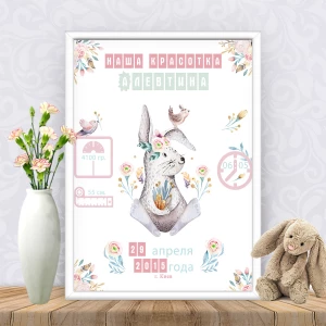 Изображение товара -  Метрика “Милый зайка с птичкой“