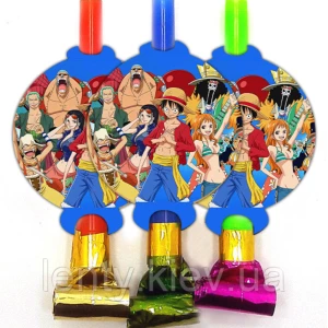 Изображение товара -  Язычки - гудки (6 шт/уп) “Ван Пис / One Piece Команда соломенной шляпы“ карнавальные малотиражные -