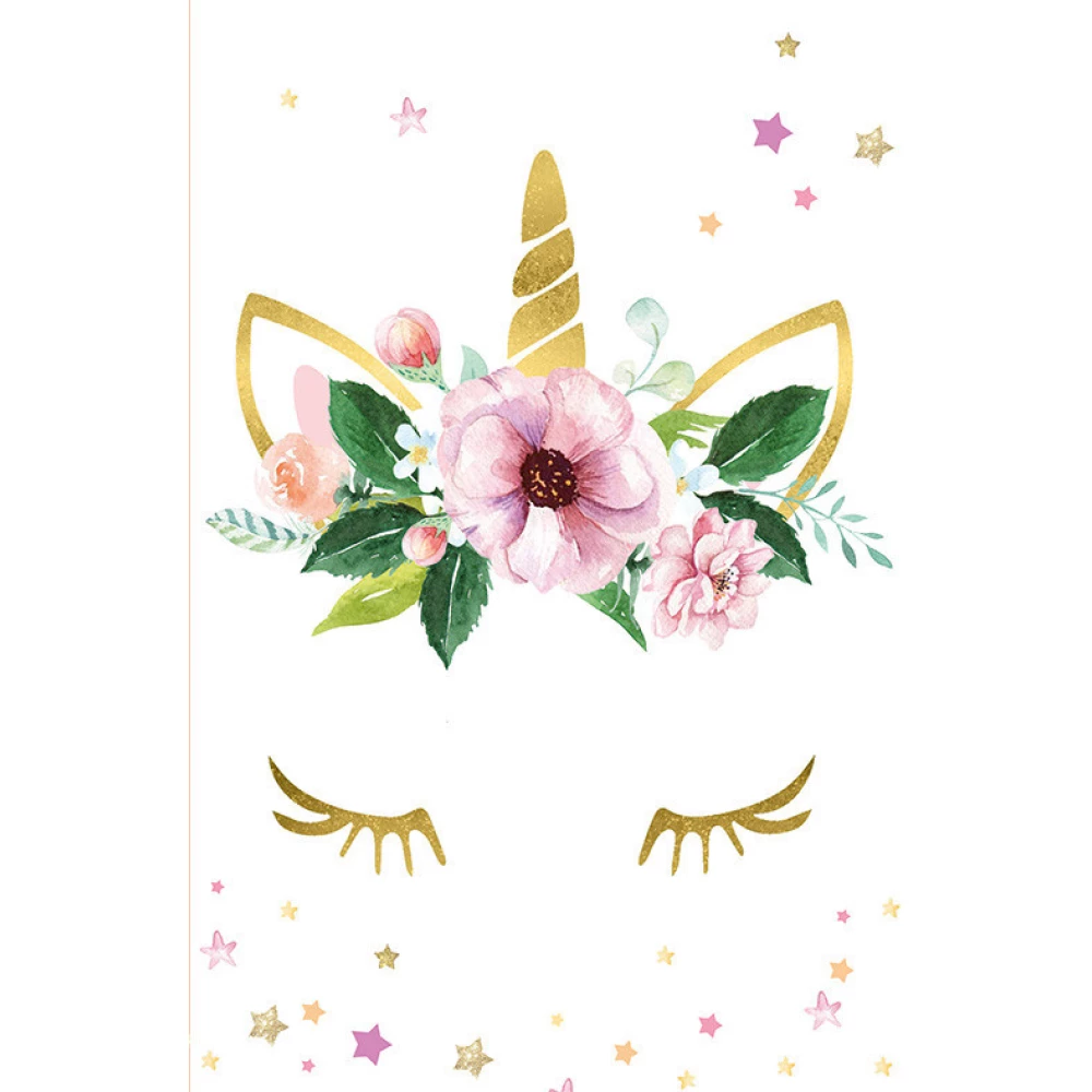 Подарочный пакет “Единорог цветы“ 16 х 27 см (разные цвета)