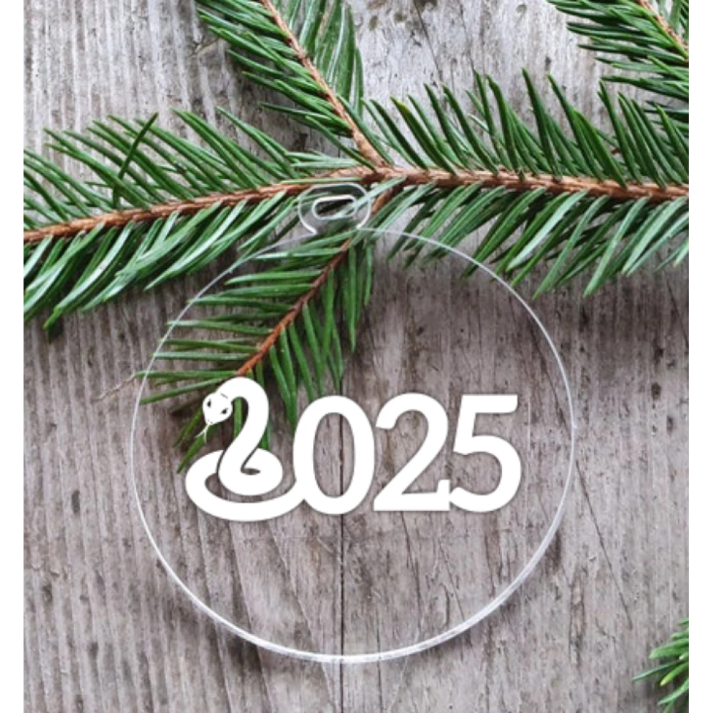 Новогодний шар плоский прозрачный Символ года 2025 года. Змея цифры 10 см (Согласуйте цвет)