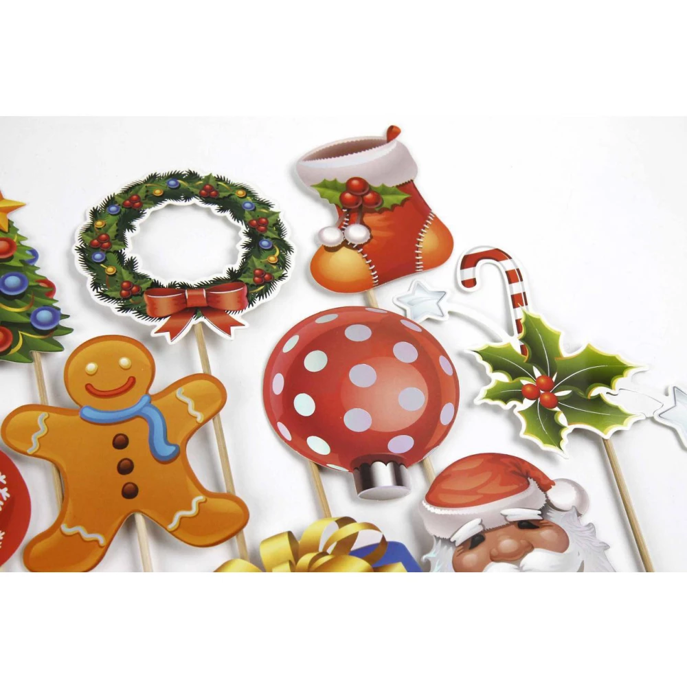 Топперы новогодние, 10 предметов (в блюда фигурки из картона на палочке)