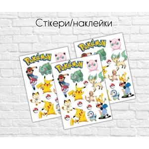 Изображение товара -  Наклейки стикеры “Покемон / Пикачу“  - 12х17 см