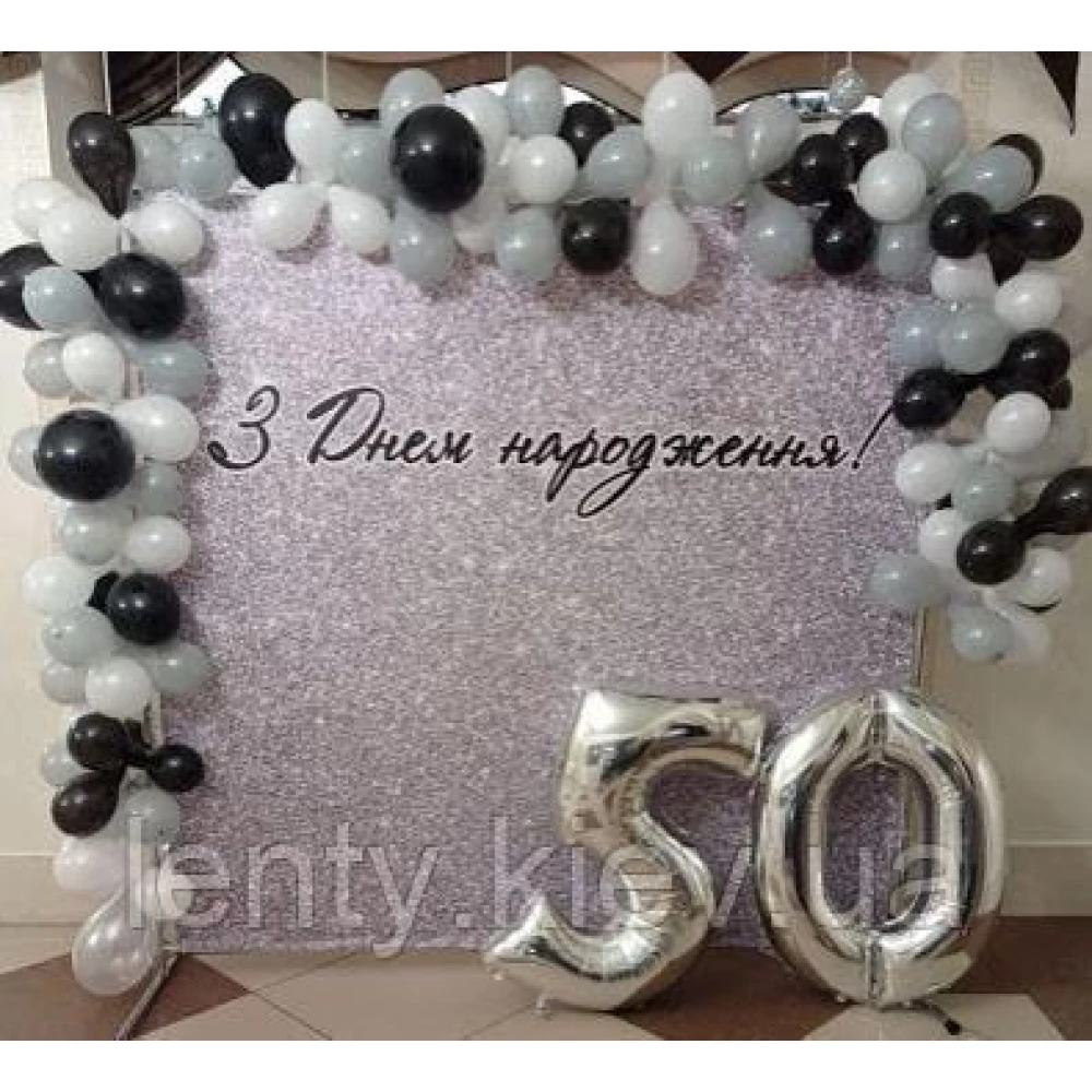 Баннер 3х2м “Серебряный глиттер (иммитация)“ (виниловый) - Серебро (каркас отдельно) -