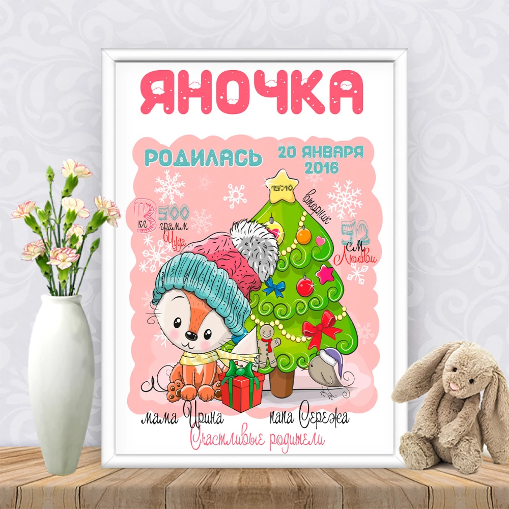 Метрика “Зимний лисенок возле ёлочки“