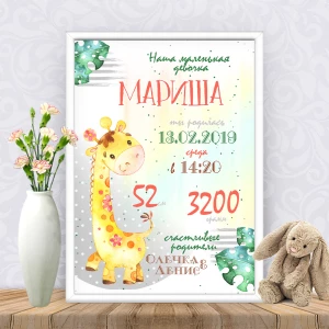 Изображение товара -  Метрика “Жирафик девочка“