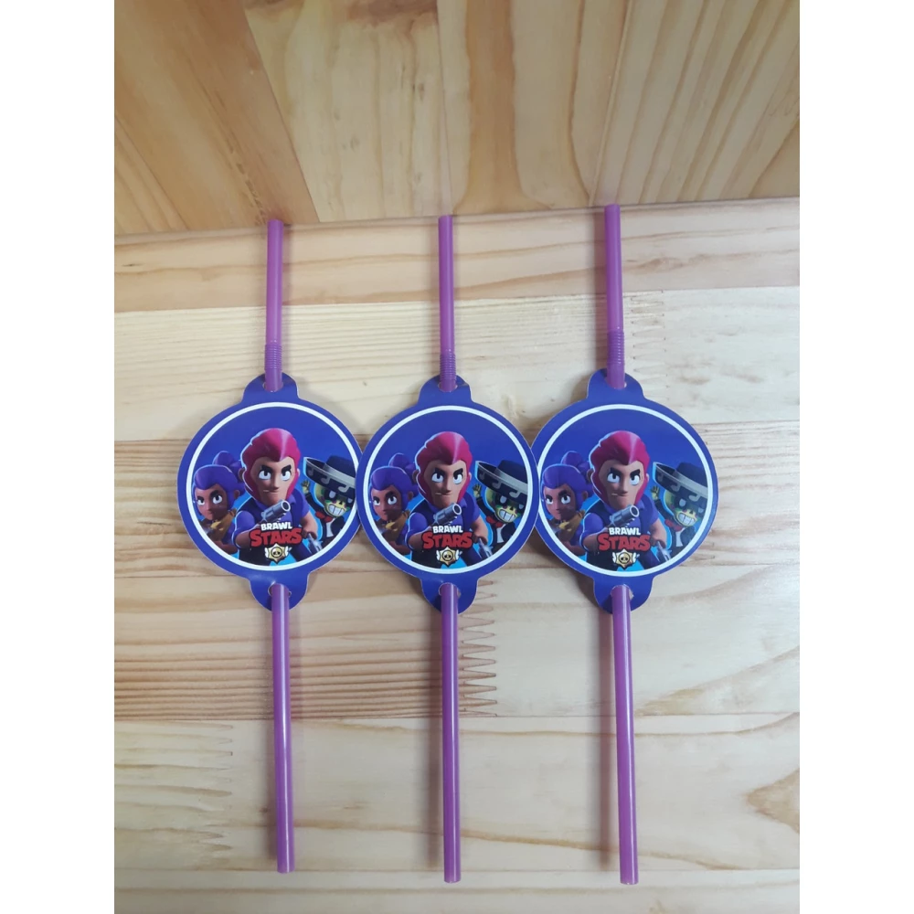 Коктейльные трубочки с гофрой Бравл Старс Синий  (10 шт.) малотиражное издание-