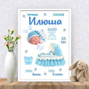 Изображение товара -  Метрика “Голубая колыбелька с фото“
