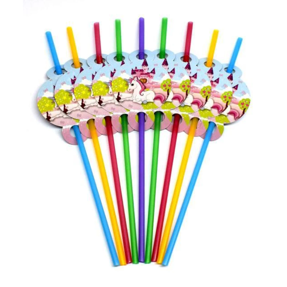 Коктейльные трубочки средние и большие с гофрой (10 шт./уп.) - ЕДИНОРОГ