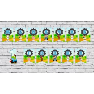 Изображение товара - Именная гирлянда “Синий трактор“(цена указана за 1 флажек)