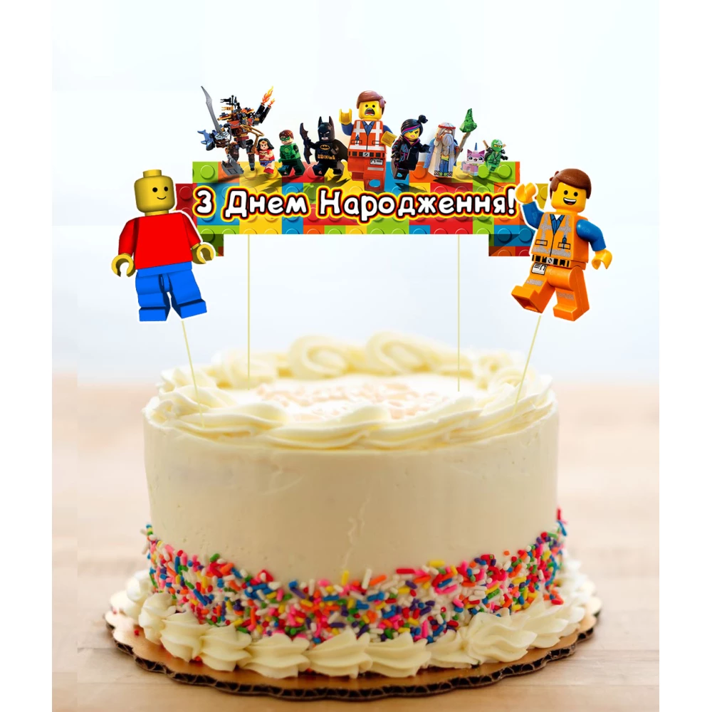 Набір Топперов “Лего“ в торт з флажком (Українською)