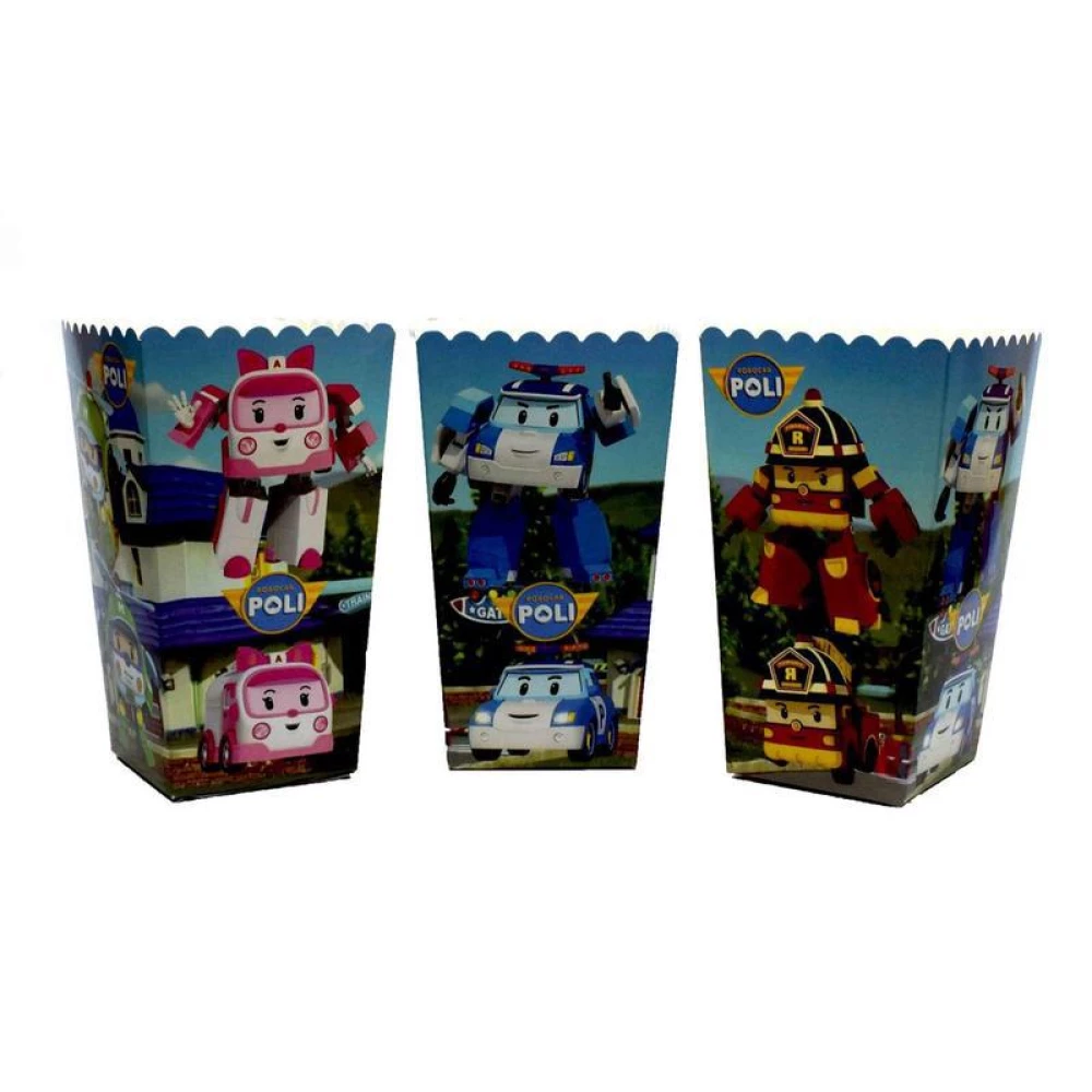 Коробочки для попкорна (герои мультфильмов) Робокар Поли / Полли / Robocar Poli 5шт- День Рождения
