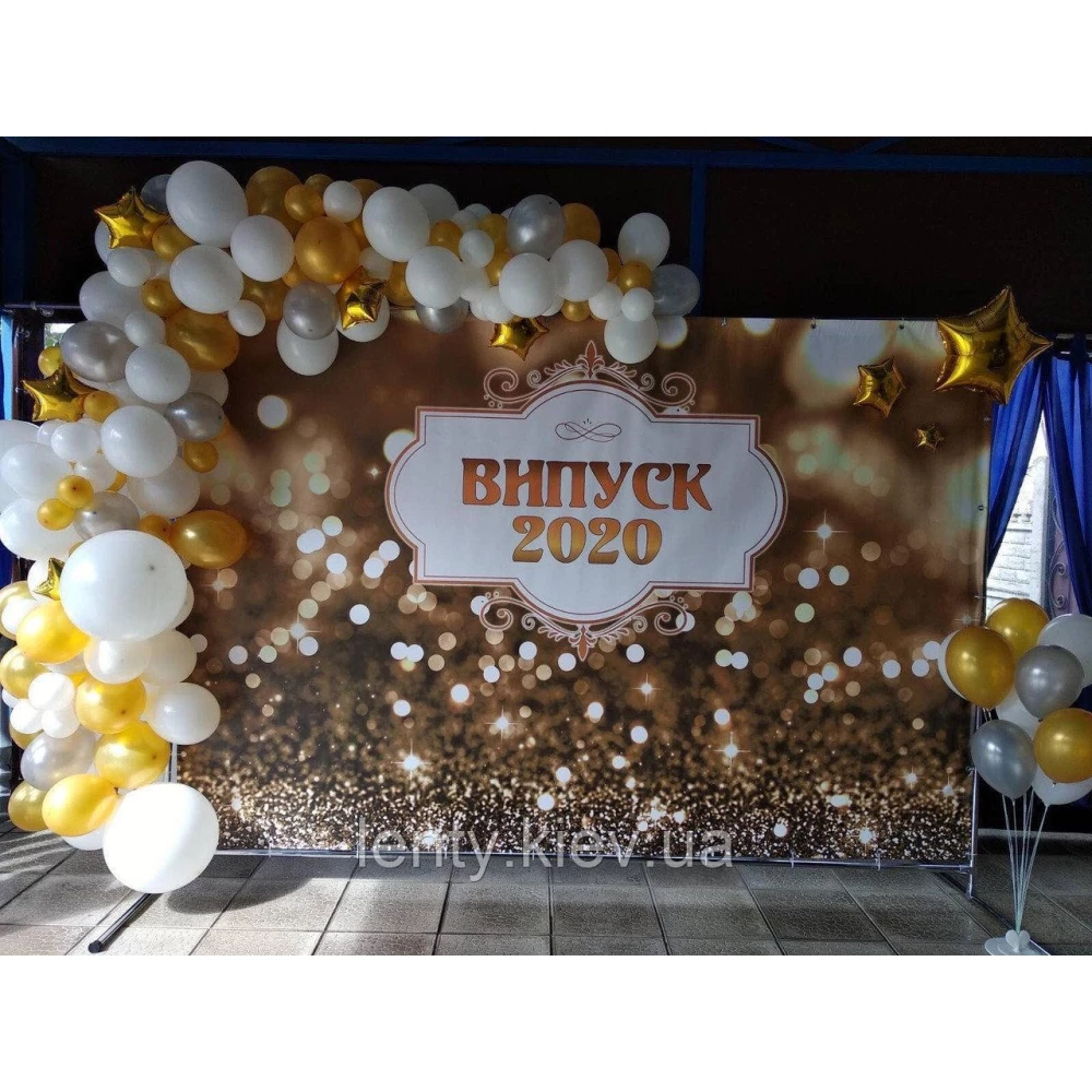 Баннер на выпускной 3х2м “Светлое, бежевое золото“ - Фотозона (виниловый) (Без каркаса) -