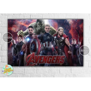 Изображение товара -  Плакат “Мстители / Супергерои / Марвел“ Бордовый 120х75 см -